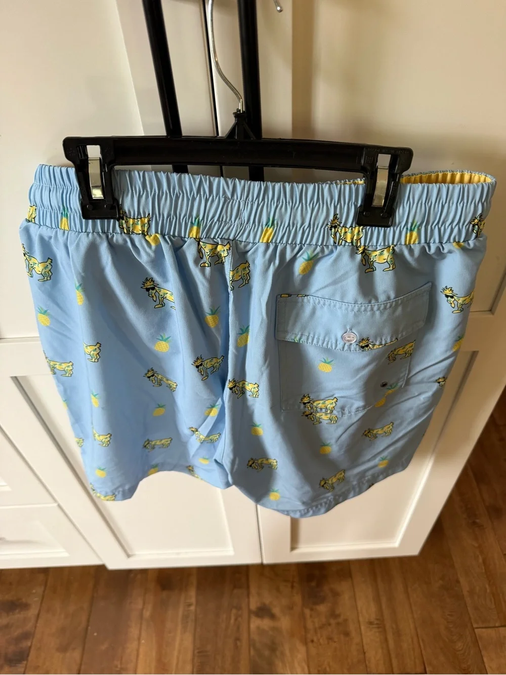 Men's Light Blue Pineapple & Goat Print Swim Trunks